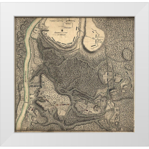 Bemus Heights Near Hudson River 1777 White Modern Wood Framed Art Print by Vintage Maps