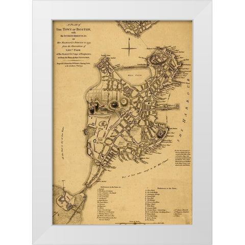Boston in 1775 White Modern Wood Framed Art Print by Vintage Maps