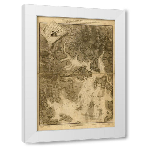 Boston Massachusetts 1777 White Modern Wood Framed Art Print by Vintage Maps