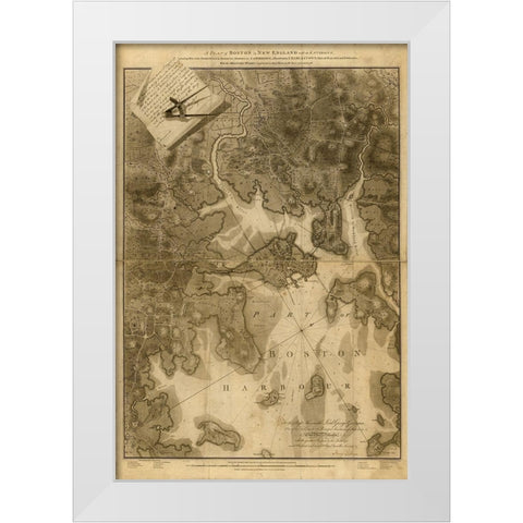 Boston Massachusetts 1777 White Modern Wood Framed Art Print by Vintage Maps