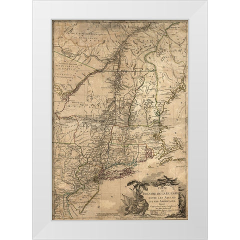 Theatre of War in the Thirteen Colonies 1777 White Modern Wood Framed Art Print by Vintage Maps
