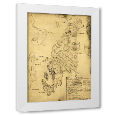 Rhode Island 1777 White Modern Wood Framed Art Print by Vintage Maps