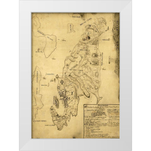 Rhode Island 1777 White Modern Wood Framed Art Print by Vintage Maps