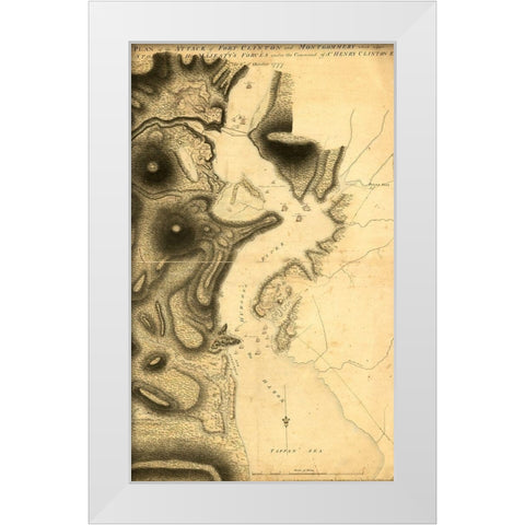 Plan of the attack of Fort Clinton and Montgomery 1777 White Modern Wood Framed Art Print by Vintage Maps