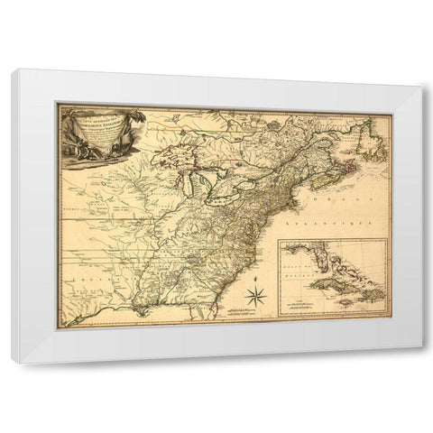 British Possessions at the Time of the War of Independence 1777 White Modern Wood Framed Art Print by Vintage Maps