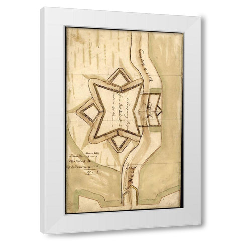 Boston Defenses Star Redoubt 1779 White Modern Wood Framed Art Print by Vintage Maps