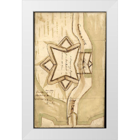 Boston Defenses Star Redoubt 1779 White Modern Wood Framed Art Print by Vintage Maps