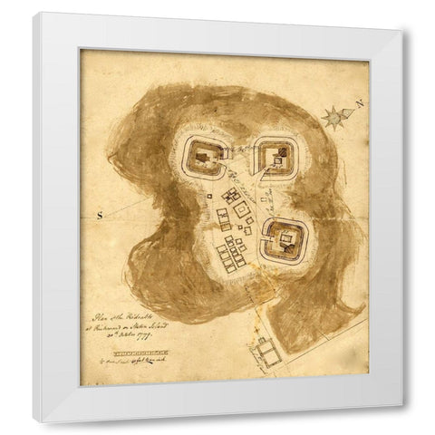 Richmond Defensive fort on Staten Island 1779 White Modern Wood Framed Art Print by Vintage Maps