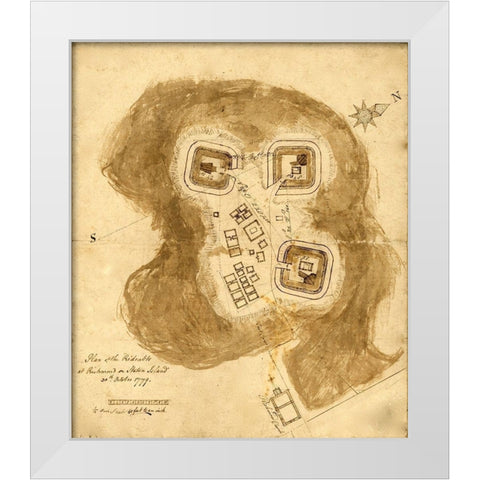 Richmond Defensive fort on Staten Island 1779 White Modern Wood Framed Art Print by Vintage Maps