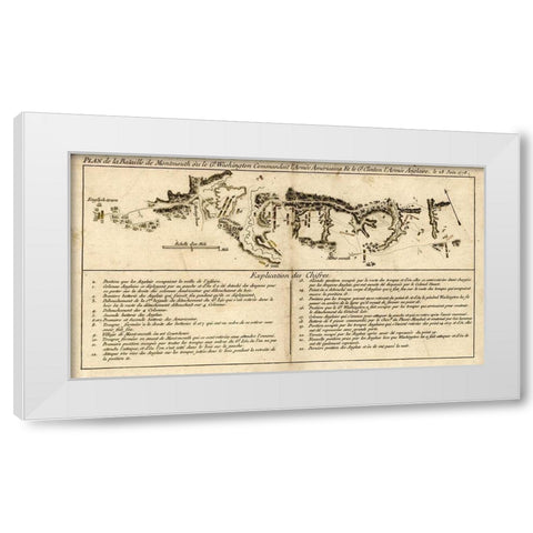 Battle of Monmouth New Jersey Freehold White Modern Wood Framed Art Print by Vintage Maps