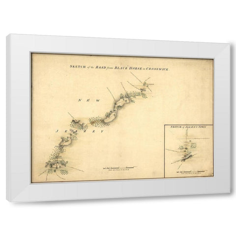Crosswicks New Jersey 1778 White Modern Wood Framed Art Print by Vintage Maps