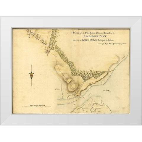 Elizabeth New Jersey 1780 White Modern Wood Framed Art Print by Vintage Maps