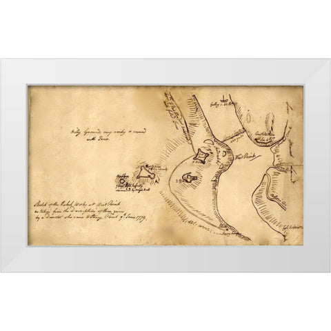 Colonial Defenses of West Poimt from Deserters Map White Modern Wood Framed Art Print by Vintage Maps