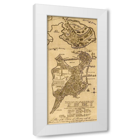 Attack on Bunker Hill Boston White Modern Wood Framed Art Print by Vintage Maps