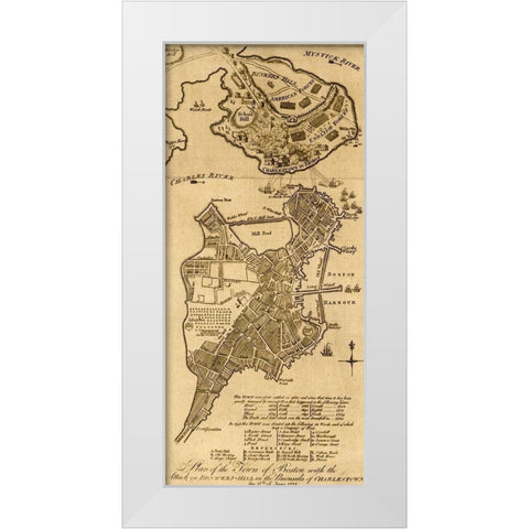 Attack on Bunker Hill Boston White Modern Wood Framed Art Print by Vintage Maps