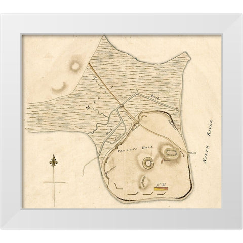 Pauluss Hook and fortifications 1778 White Modern Wood Framed Art Print by Vintage Maps