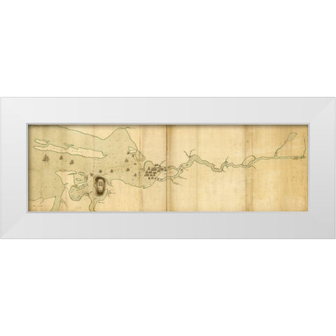 Operations of the English Fleet at Penobscot River and Bay 1779 White Modern Wood Framed Art Print by Vintage Maps