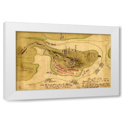 Bunker Hill 1775 White Modern Wood Framed Art Print by Vintage Maps