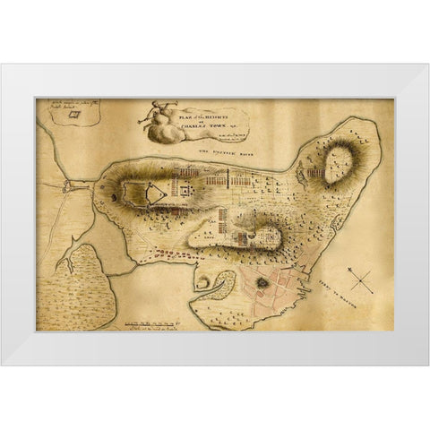 Plan of the heights of Charles Town White Modern Wood Framed Art Print by Vintage Maps