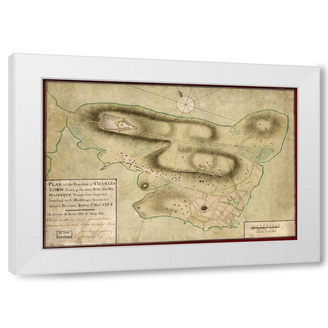 Charles Town Peninsula posts of His Majestys Forces White Modern Wood Framed Art Print by Vintage Maps