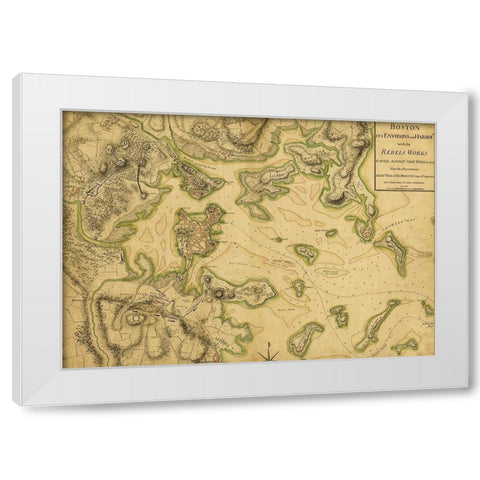 Colonial Defenses Against the British 1775 White Modern Wood Framed Art Print by Vintage Maps