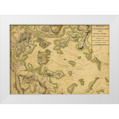 Colonial Defenses Against the British 1775 White Modern Wood Framed Art Print by Vintage Maps