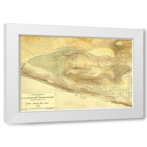 Route sketch of part of U S Military Reservation West Point N Y 1889 White Modern Wood Framed Art Print by Vintage Maps