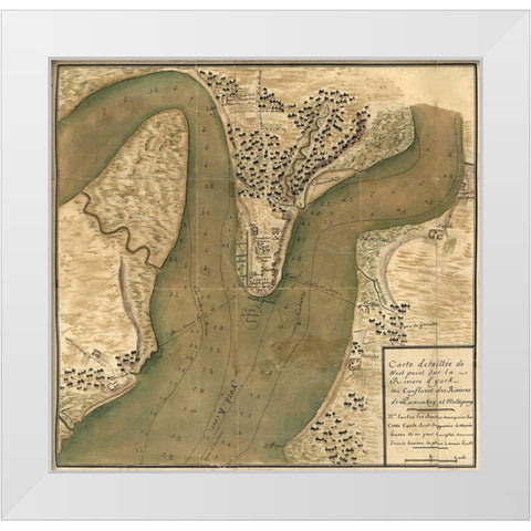 Soundings for Depth of the Hudson Around West Point White Modern Wood Framed Art Print by Vintage Maps