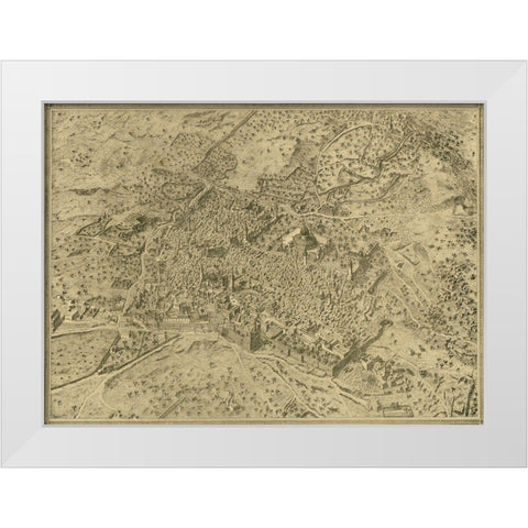 Antique Map of Jerusalem White Modern Wood Framed Art Print by Vintage Maps