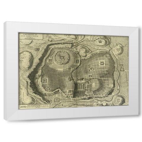 Antique Map of Jerusalem White Modern Wood Framed Art Print by Vintage Maps