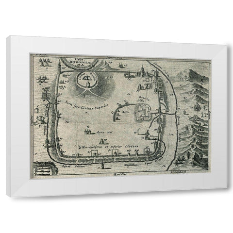 Antique Map of Jerusalem White Modern Wood Framed Art Print by Vintage Maps