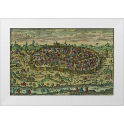 Antique Map of Jerusalem White Modern Wood Framed Art Print by Vintage Maps