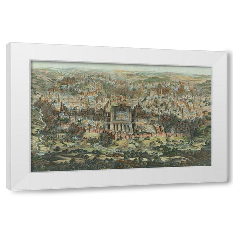 Antique Map of Jerusalem White Modern Wood Framed Art Print by Vintage Maps