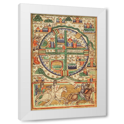 Antique Map of Jerusalem White Modern Wood Framed Art Print by Vintage Maps