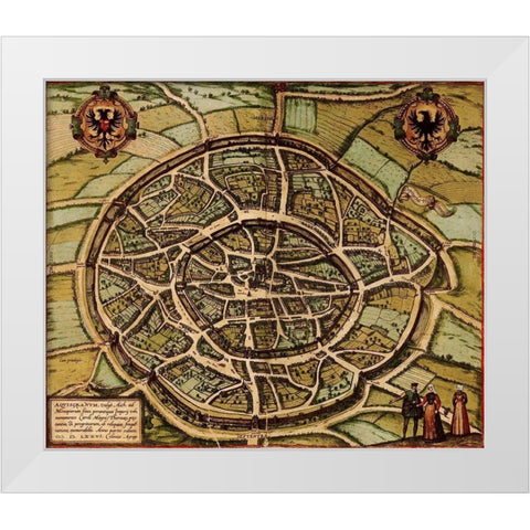 Antique Map of Jerusalem White Modern Wood Framed Art Print by Vintage Maps