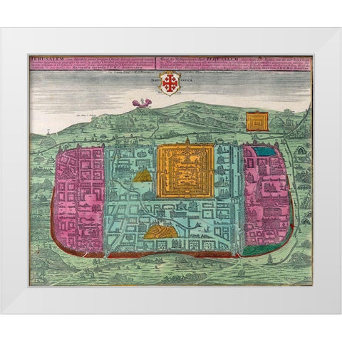 Antique Map of Jerusalem White Modern Wood Framed Art Print by Vintage Maps