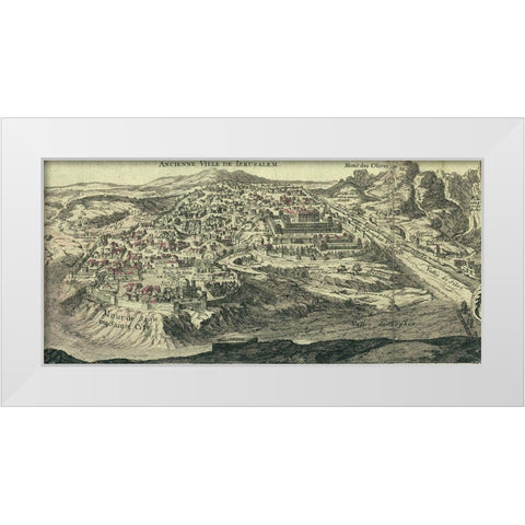 Antique Map of Jerusalem White Modern Wood Framed Art Print by Vintage Maps