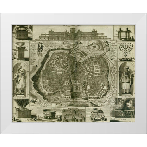 Antique Map of Jerusalem White Modern Wood Framed Art Print by Vintage Maps