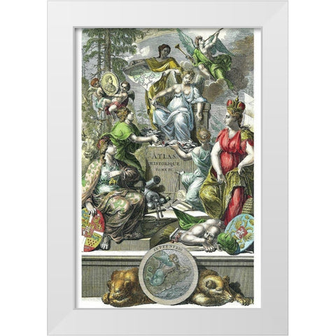 Historical Atlas Title Page White Modern Wood Framed Art Print by Chatelain, Henri