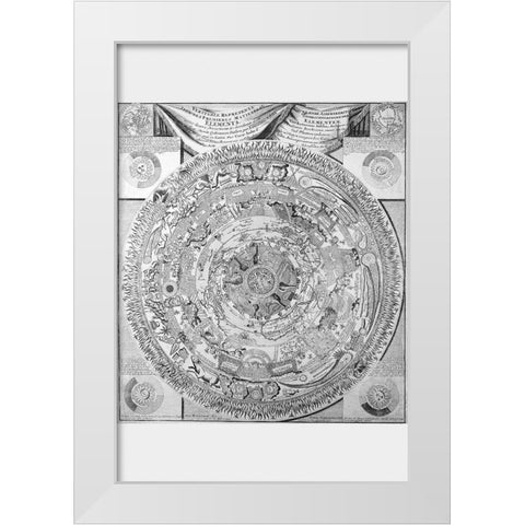 Celestial Map White Modern Wood Framed Art Print by Saliba, Antonio