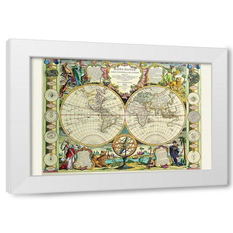 Mappa Monde Carte Universelle de la terre White Modern Wood Framed Art Print by Nolin, Jean Baptiste