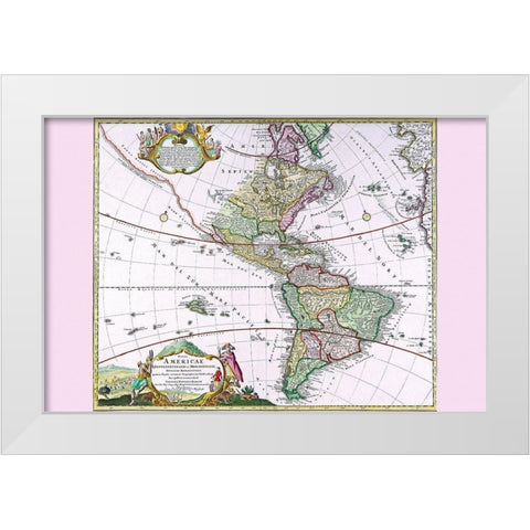 The Americas The Western Hemisphere White Modern Wood Framed Art Print by Homanns, Heirs