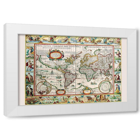 Map of the Americas White Modern Wood Framed Art Print by Van der Keere, Peter