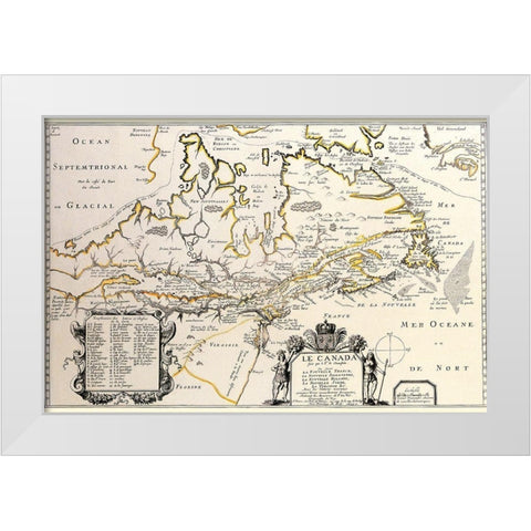 New France or Canada by Champlain White Modern Wood Framed Art Print by Champlain, Samuel De
