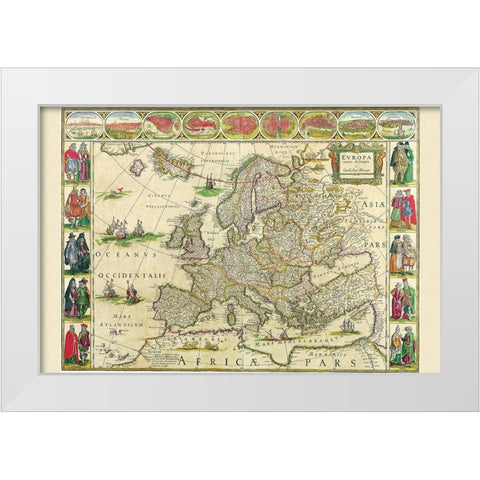 Europe White Modern Wood Framed Art Print by Blaeu, Willem