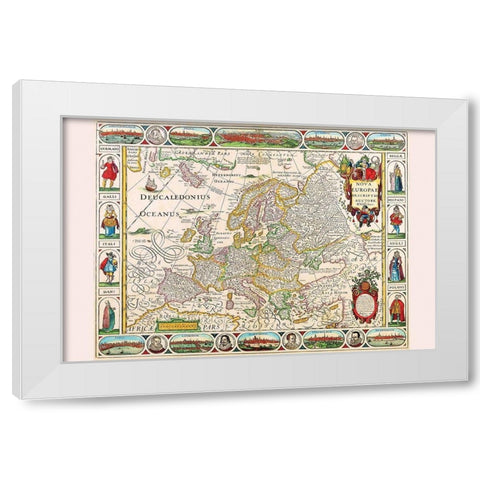 Europe White Modern Wood Framed Art Print by Visscher, Nicolas