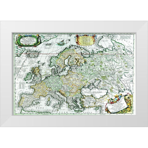 Europe White Modern Wood Framed Art Print by Coronelli, Vincenzo