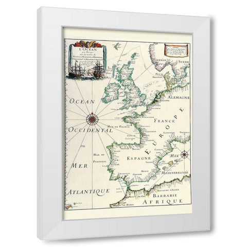 Europe White Modern Wood Framed Art Print by Merian, Matthias