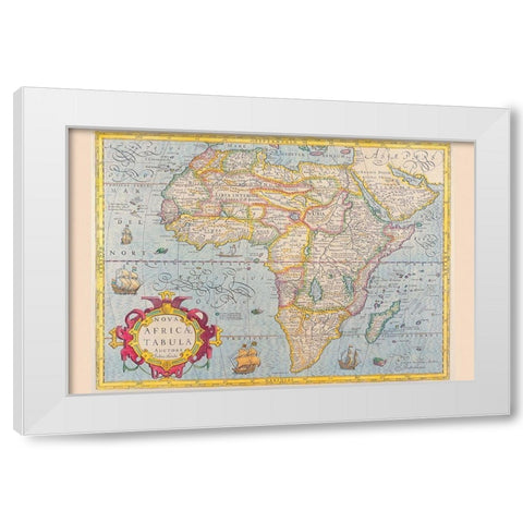 Africa White Modern Wood Framed Art Print by Hondius, Jodocus
