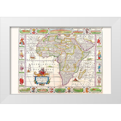 Africa White Modern Wood Framed Art Print by Coronelli, Vincenzo